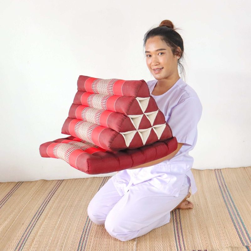 1 fold cushion na vi da thai triangle cushion 1 fold dark red 33107933266117