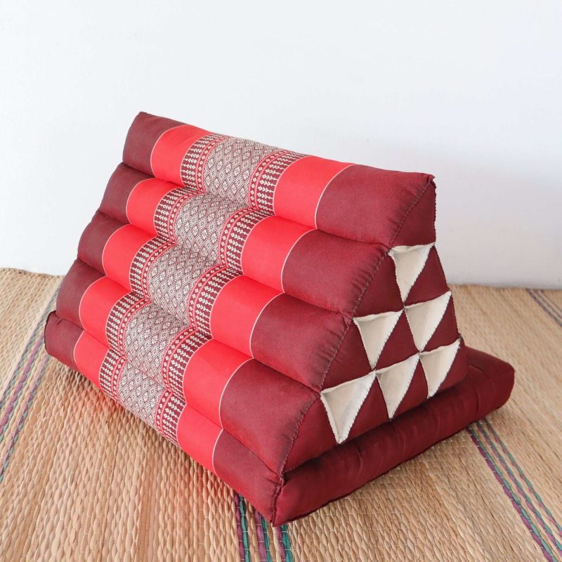 1 fold cushion na vi da thai triangle cushion 1 fold dark red 33107933298885