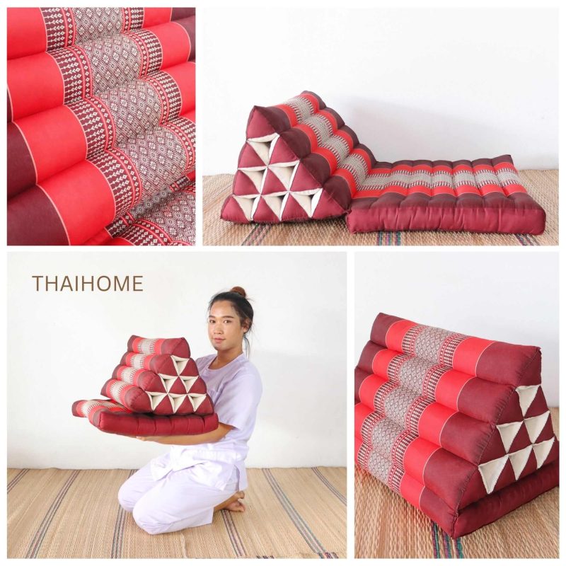 1 fold cushion na vi da thai triangle cushion 1 fold dark red 33107934019781