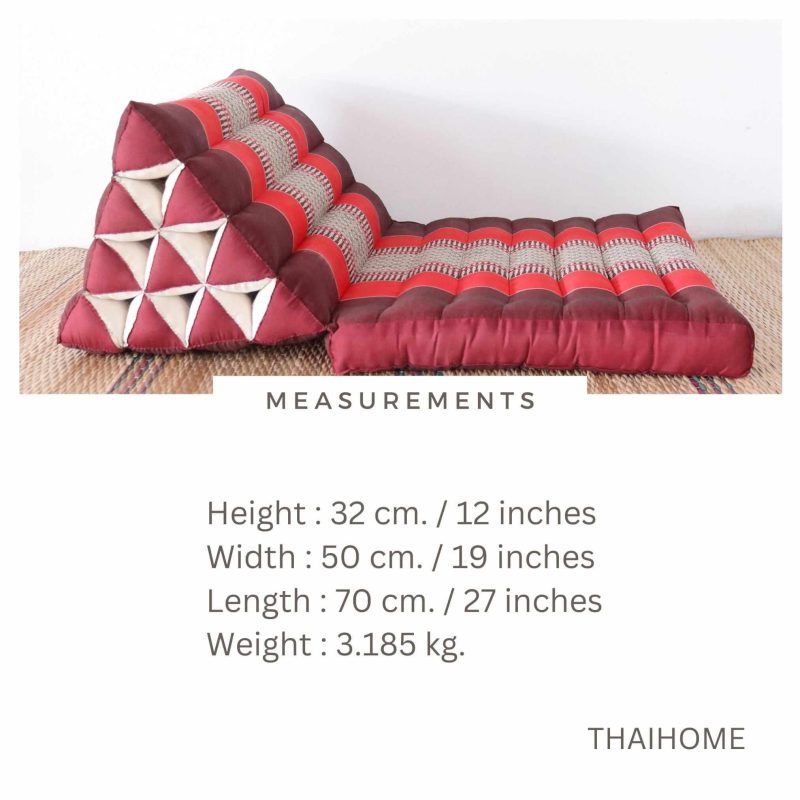 1 fold cushion na vi da thai triangle cushion 1 fold dark red 33107934085317