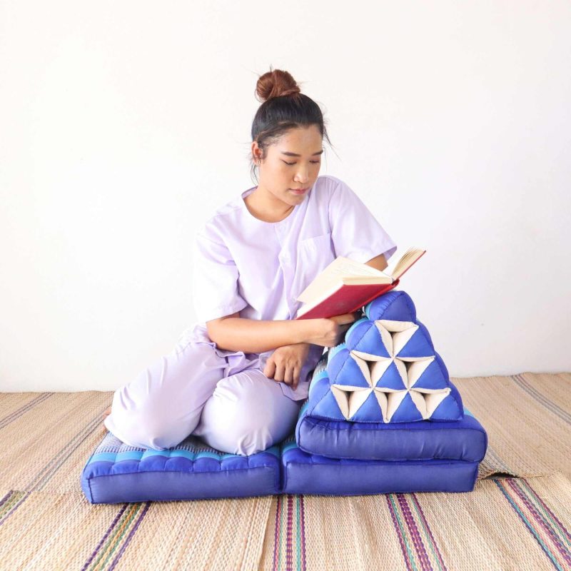 3 fold cushion na ra va dee thai triangle cushion 3 fold blue 33081768214725