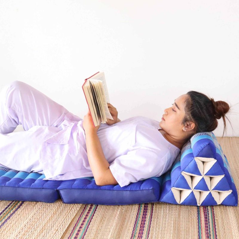 3 fold cushion na ra va dee thai triangle cushion 3 fold blue 33081768247493