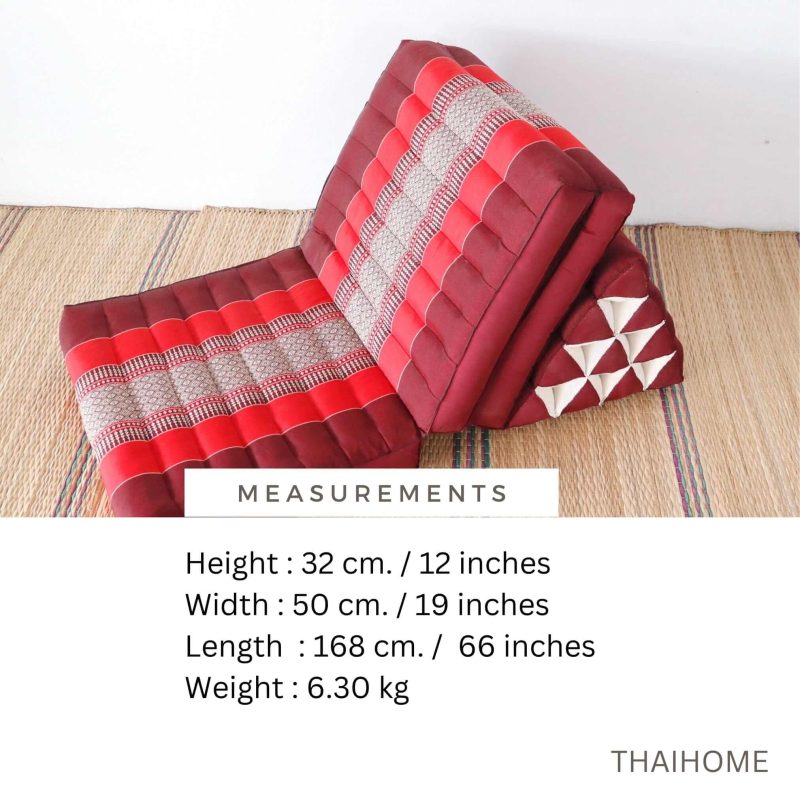 3 fold cushion thanaya thai triangle cushion 3 fold red 33159430766789