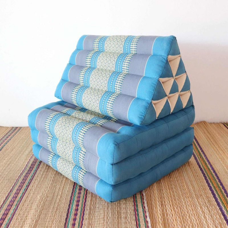 3 fold cushion wi mon rut thai triangle cushion 3 fold light blue 33307456536773