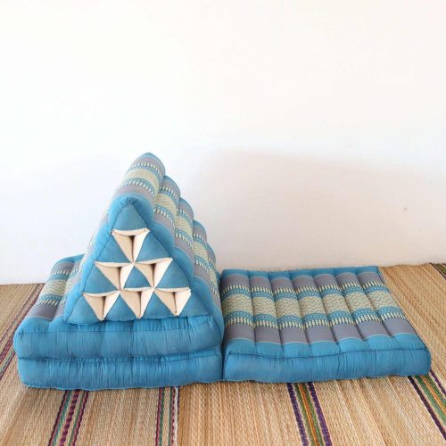 3 fold cushion wi mon rut thai triangle cushion 3 fold light blue 33307456897221