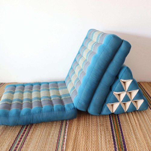 3 fold cushion wi mon rut thai triangle cushion 3 fold light blue 33307457716421