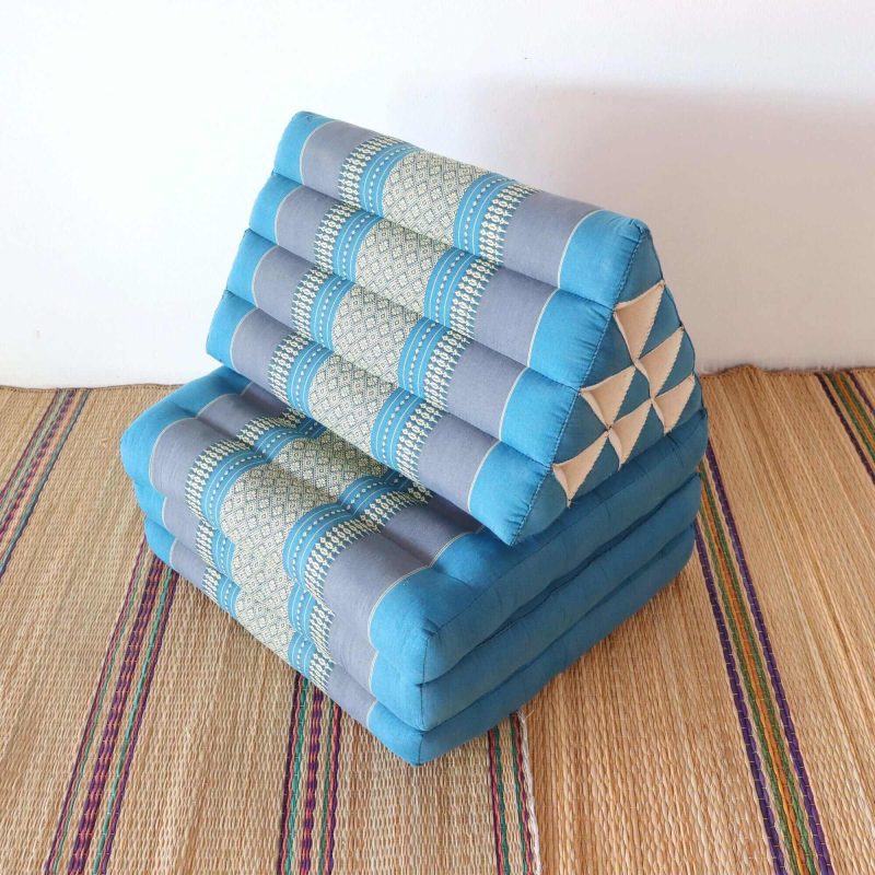 3 fold cushion wi mon rut thai triangle cushion 3 fold light blue 33307457945797