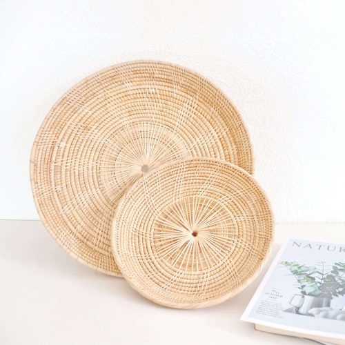 baskets trays daorung round rattan plate set of 2 29310259200197