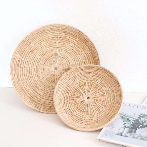 baskets trays daorung round rattan plate set of 2 29310259298501