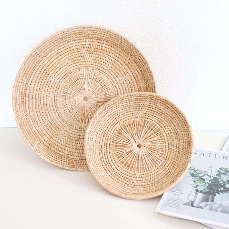 baskets trays daorung round rattan plate set of 2 29310259462341