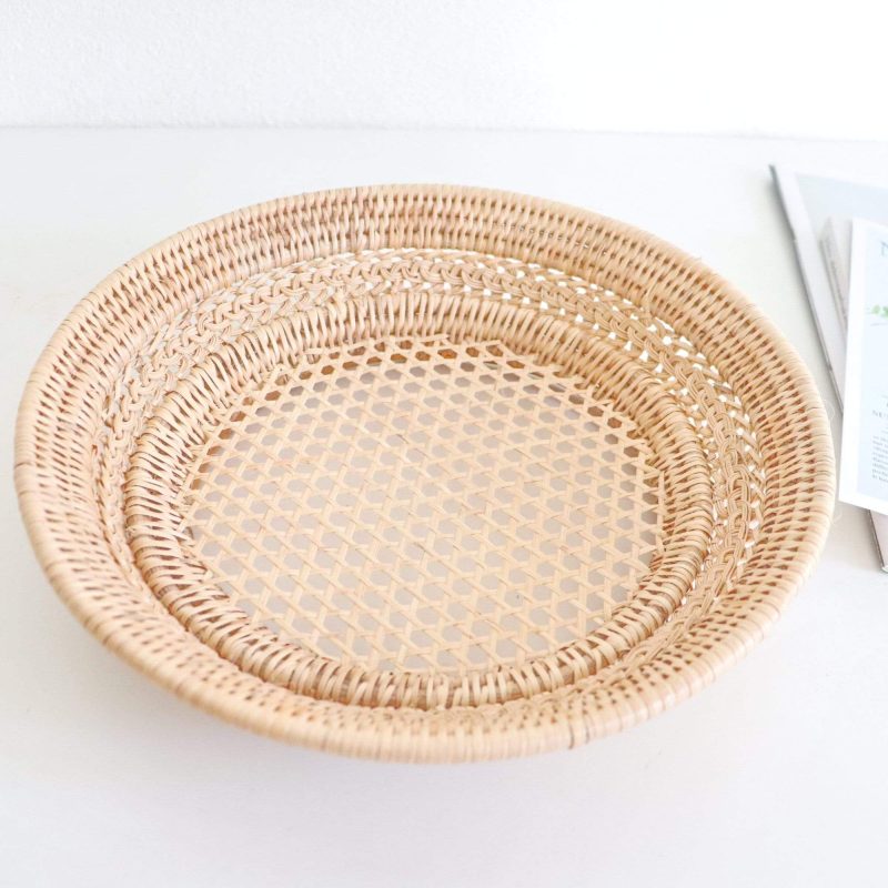 baskets trays juntra round rattan basket 28433669226693