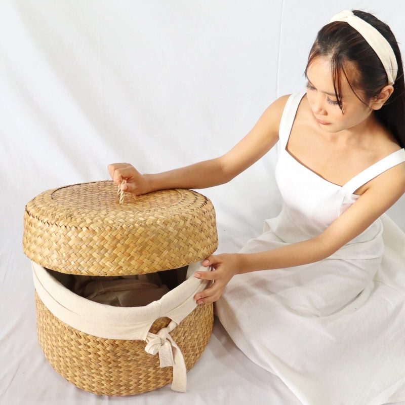 baskets trays kan da handwoven laundry basket with handles and a lid 31474439717061