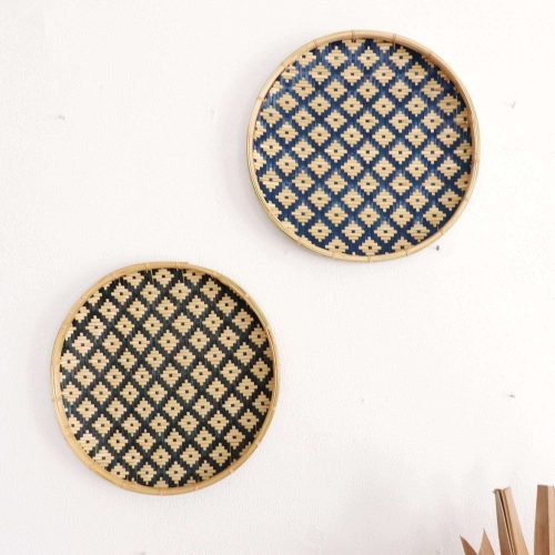 A TI NUCH - Wall Art Décor Hanging Set of 2 (Black and Blue)