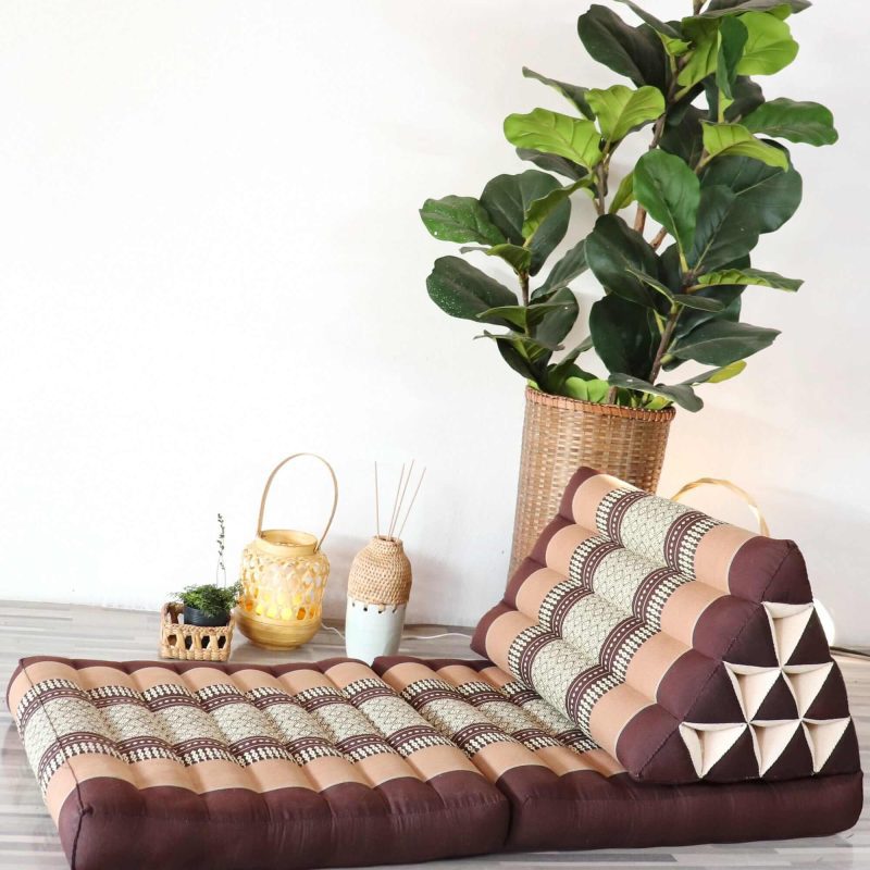 cushion korn ka nok thai kapok 2 fold floor cushion with triangle recliner cushion 32097588543685