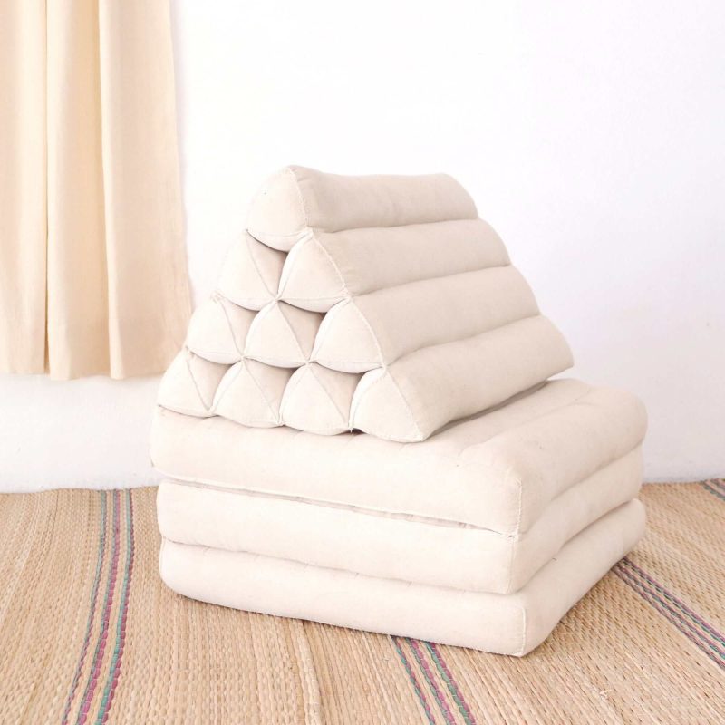 cushion pra pa wee thai triangle cushion 3 fold white 32988002812101