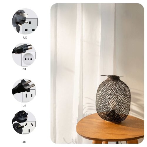 A DA - Bamboo Boho Table Lamp - Natural Elegance Illuminated (Black)