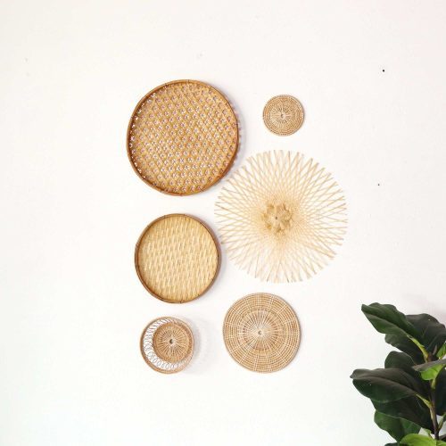 wall decor bamboo and rattan wall hanging decor set of 6 33352593899717