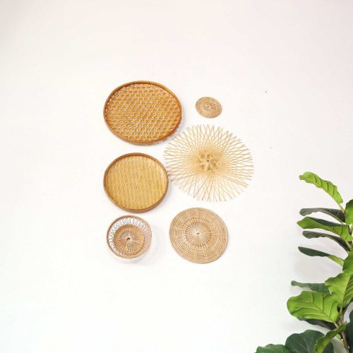 wall decor bamboo and rattan wall hanging decor set of 6 33352593932485