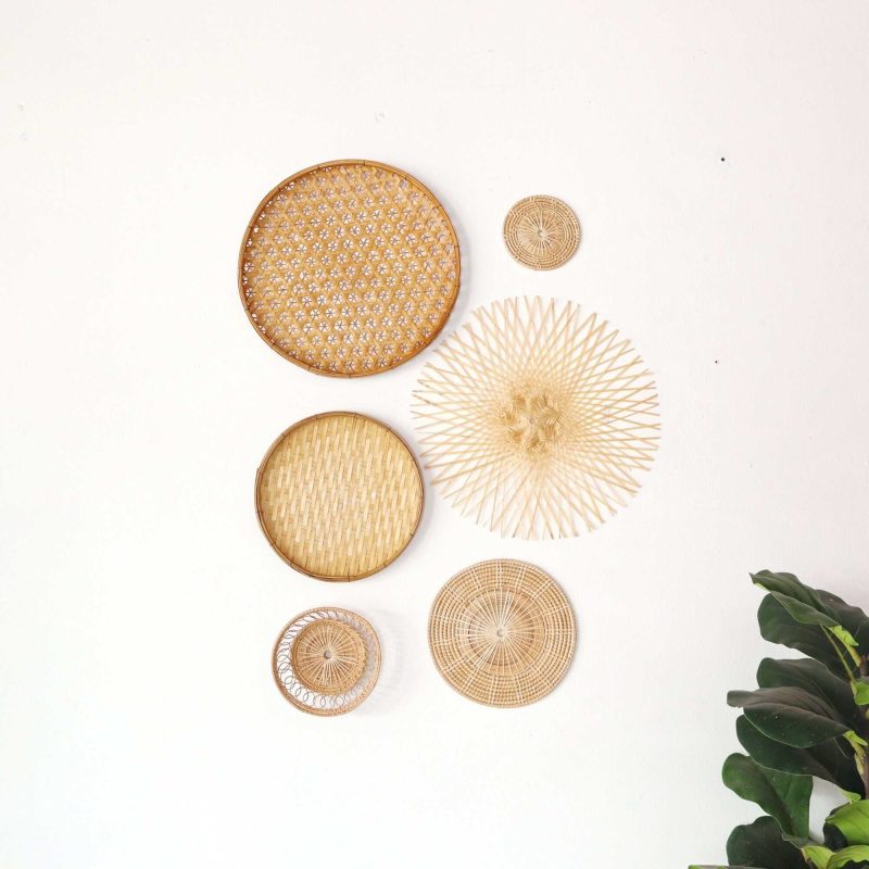 wall decor bamboo and rattan wall hanging decor set of 6 33352593965253