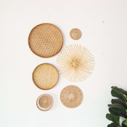 wall decor bamboo and rattan wall hanging decor set of 6 33352593998021