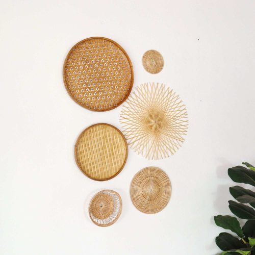 wall decor bamboo and rattan wall hanging decor set of 6 33352594030789