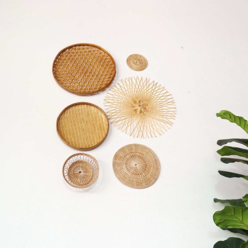 wall decor bamboo and rattan wall hanging decor set of 6 33352594096325