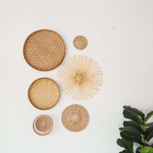 wall decor bamboo and rattan wall hanging decor set of 6 33352594129093